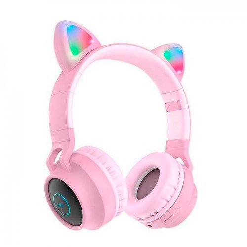 Hoco W27 Cat Ear Ασύρματα/Ενσύρματα On Ear  Ακουστικά Ροζ