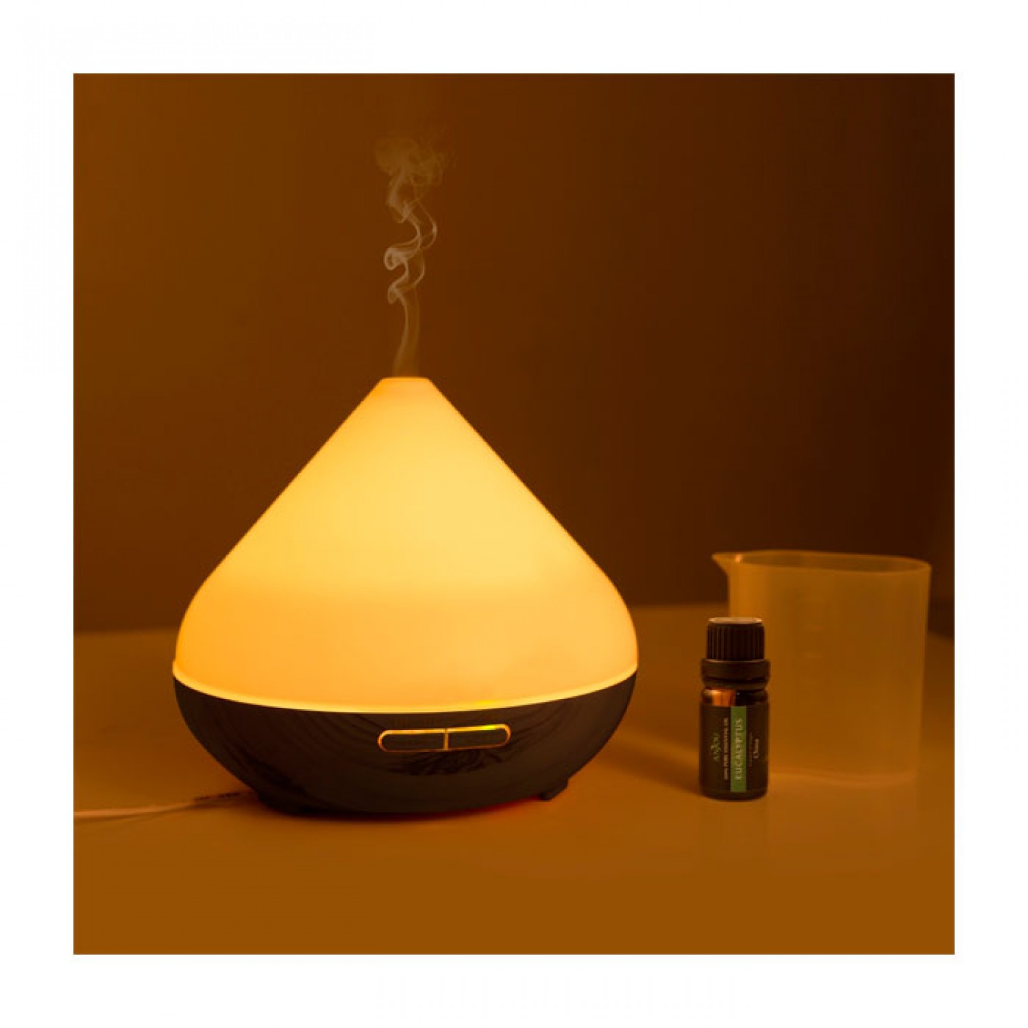 Υγραντήρας Yπερήχων και Συσκευή Αρωματοθεραπείας Ultrasonic Aroma Humidifier 7 LED 300ml Σκούρο Καφέ