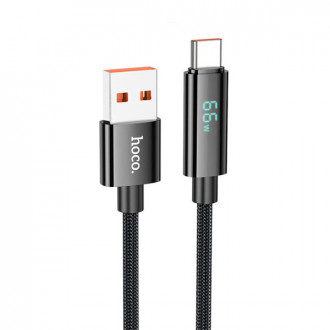 Hoco U125 Καλώδιο με Ένδειξη Watt USB-A σε Type-C Μαύρο