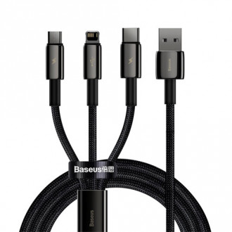 Baseus CAMLTWJ-01 Tungsten Gold Braided USB to Type-C / Lightning / micro USB Cable 3.5A Μαύρο 1.5m