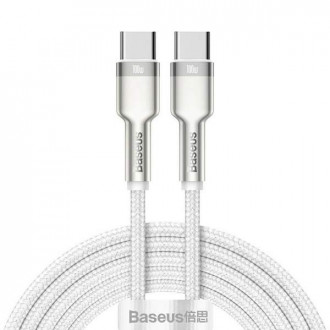 Baseus Cafule CATJK-D02 Metal Braided USB 2.0 Cable USB-C male - USB-C male Λευκό 2m