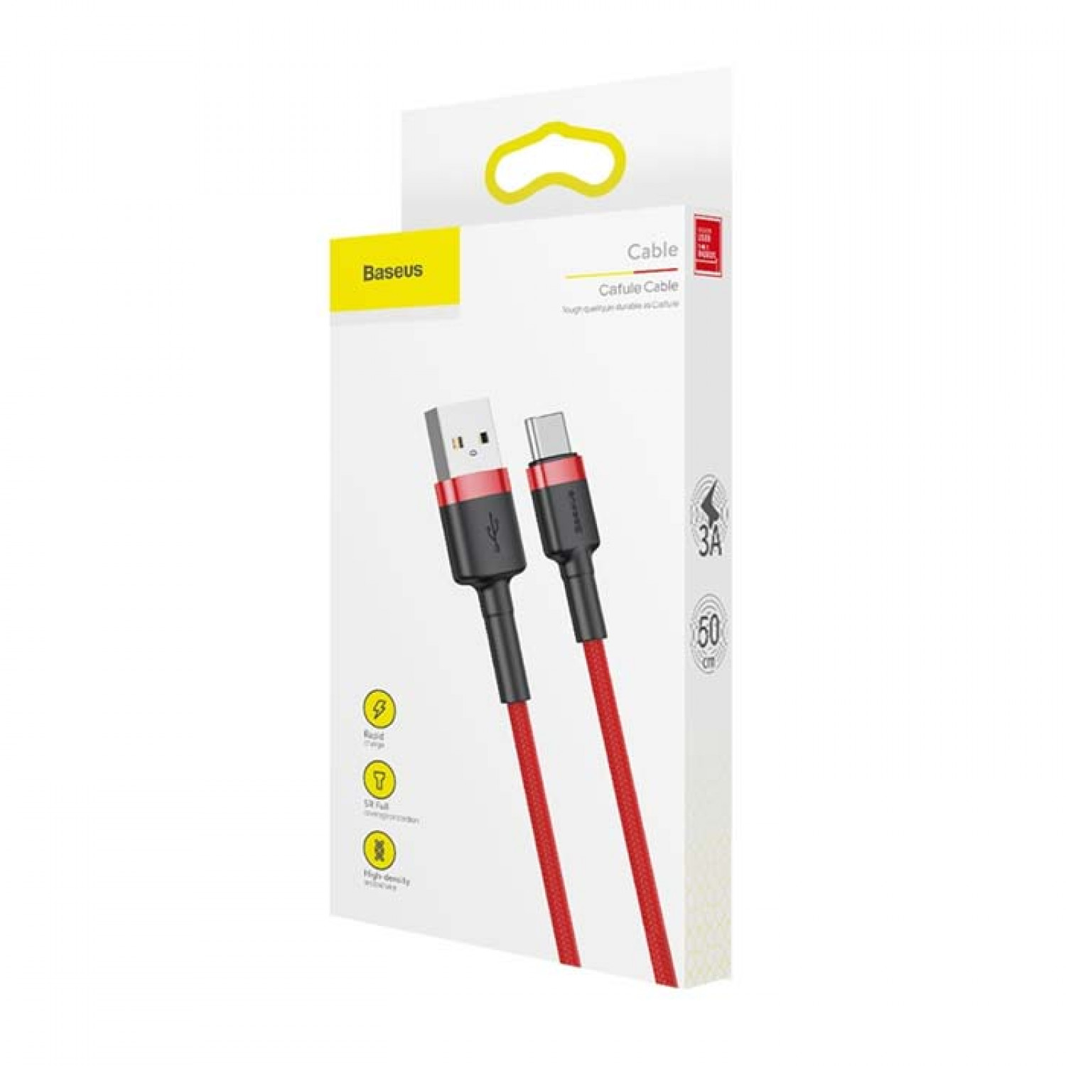 Baseus Cafule CATKLF-A09 Braided Καλώδιο Type-C Κόκκινο 0.5m