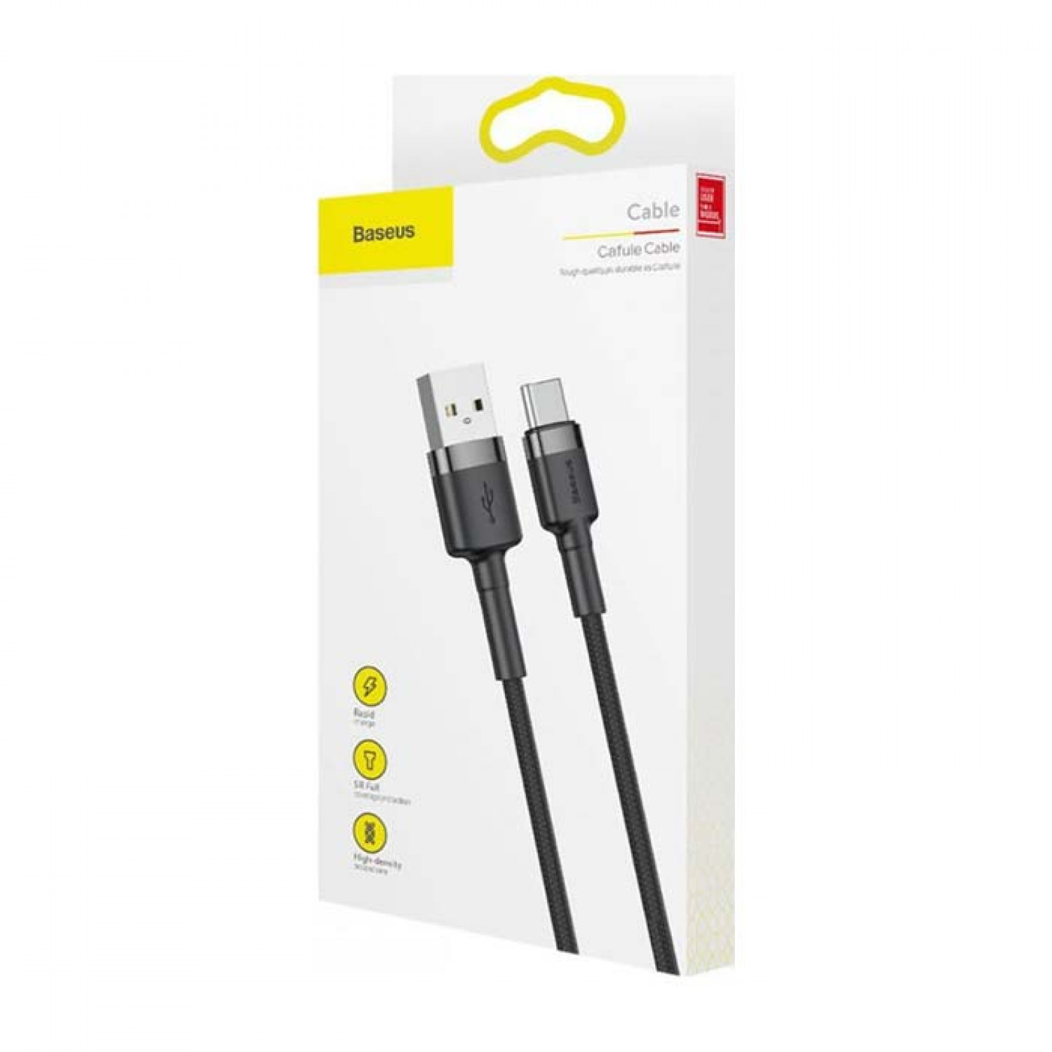 Baseus Cafule CATKLF-AG1 Braided Καλώδιο Type-C Μαύρο 0.5m