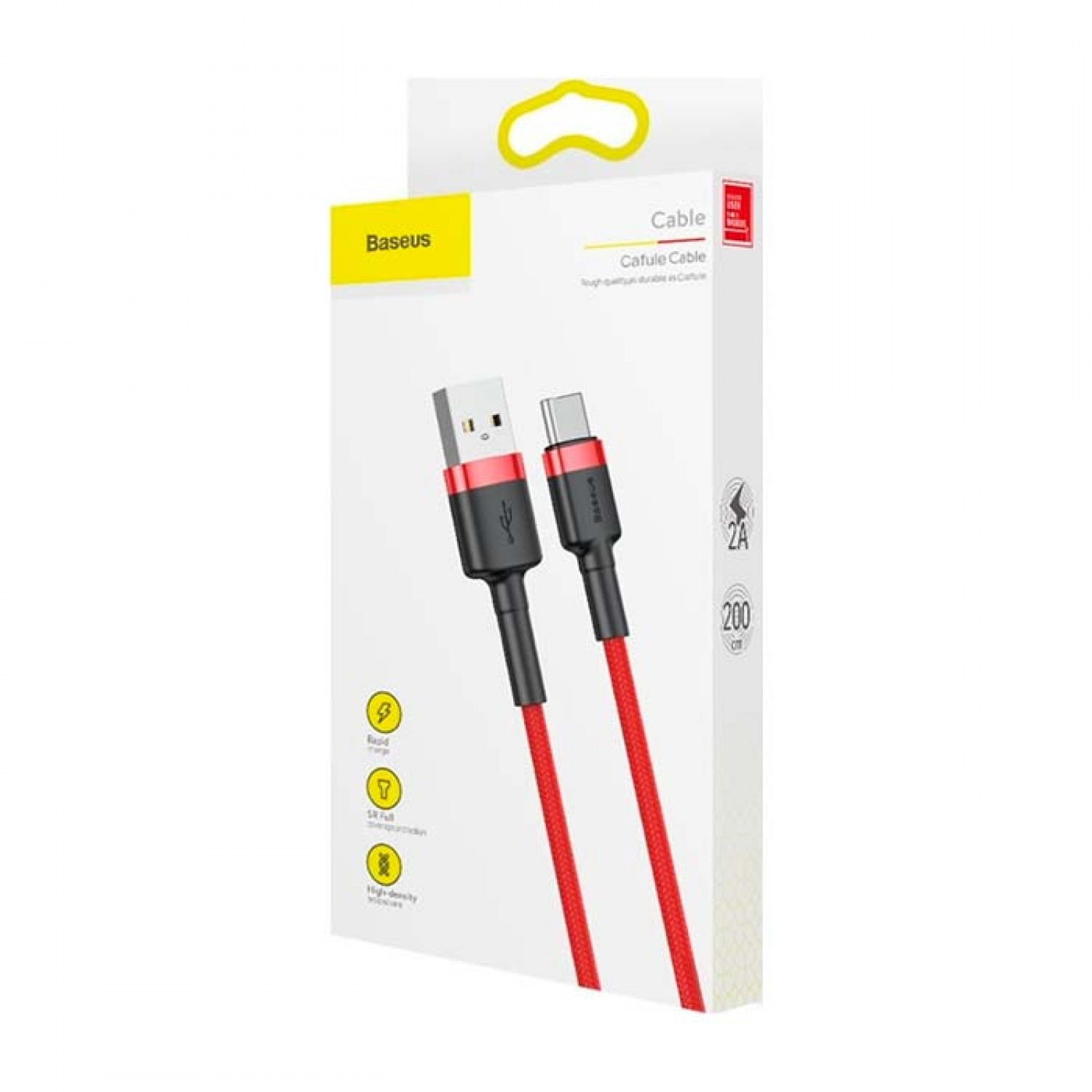 Baseus Cafule CATKLF-BG1 Braided Καλώδιο Type-C Κόκκινο 2m