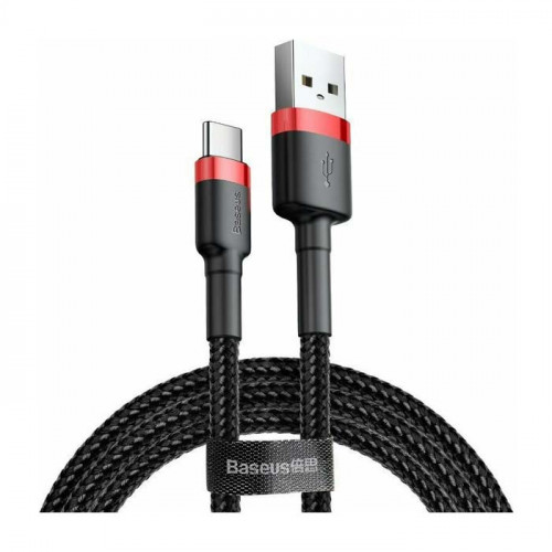 Baseus Cafule CATKLF-C91 Braided Καλώδιο Type-C Μαύρο Κόκκινο 2m