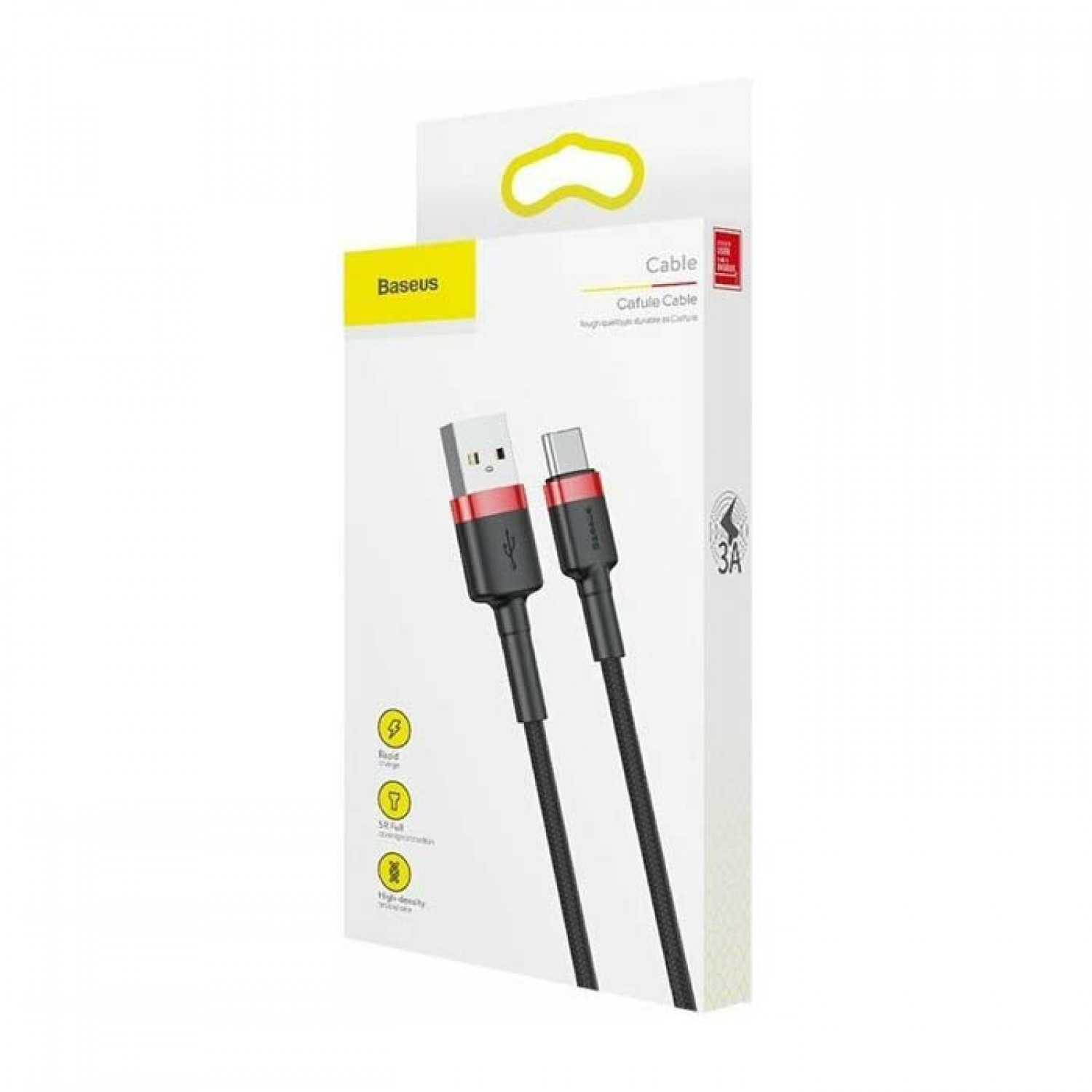 Baseus Cafule CATKLF-C91 Braided Καλώδιο Type-C Μαύρο Κόκκινο 2m