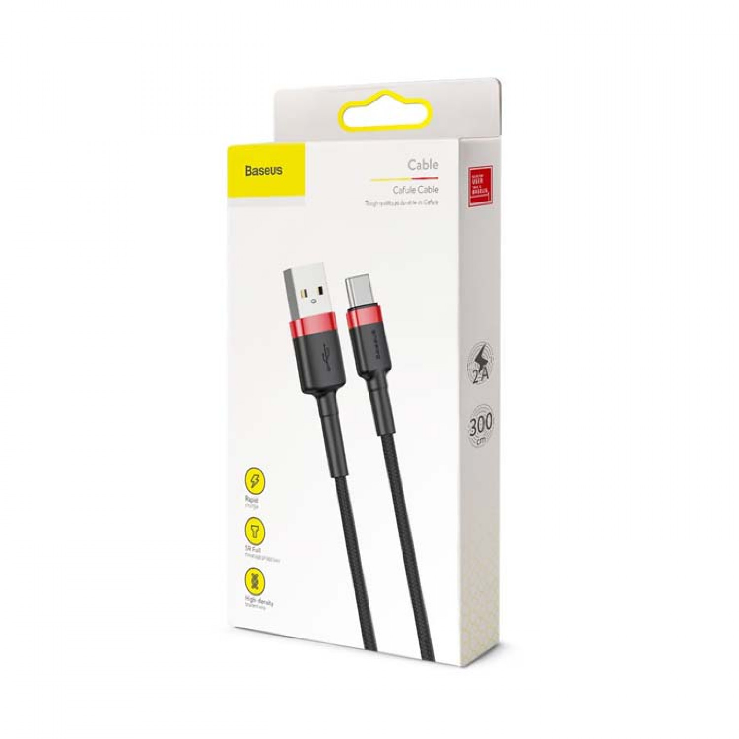 Baseus Cafule CATKLF-U91 Braided Καλώδιο Type-C Μαύρο/ Κόκκινο 3m