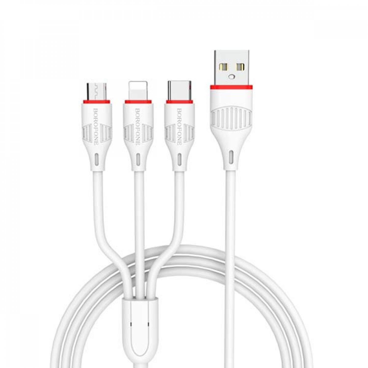Borofone BX17 Enjoy Regular USB to Lightning / Type-C / micro USB Cable Λευκό 1m