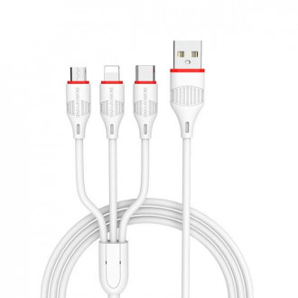 Borofone BX17 Enjoy Regular USB to Lightning / Type-C / micro USB Cable Λευκό 1m