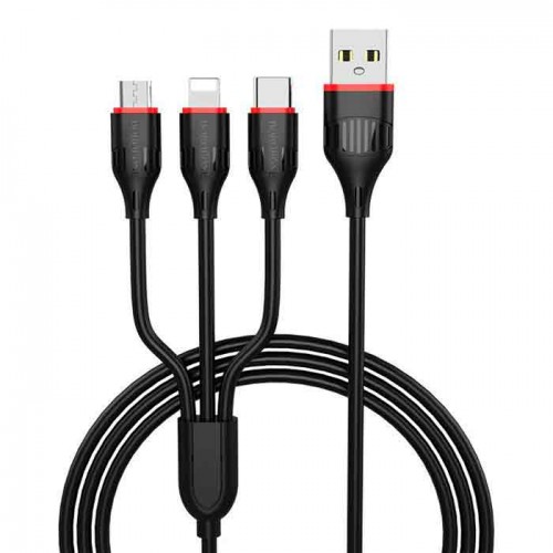Borofone BX17 Enjoy Καλώδιο USB to Lightning / Type-C / micro USB Cable Μαύρο 1m