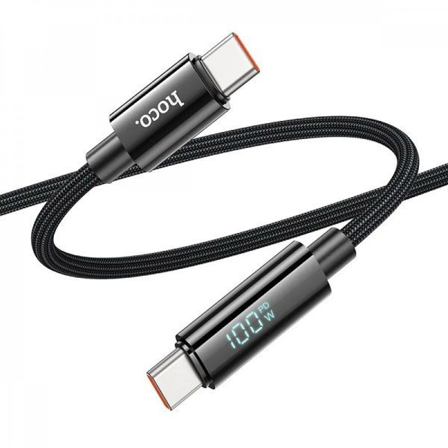 Hoco U125 Καλώδιο με Ένδειξη Watt Type-C σε Type-C Μαύρο
