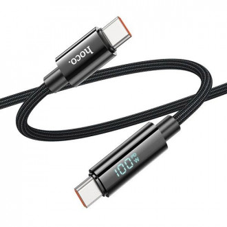 Hoco U125 Καλώδιο με Ένδειξη Watt Type-C σε Type-C Μαύρο