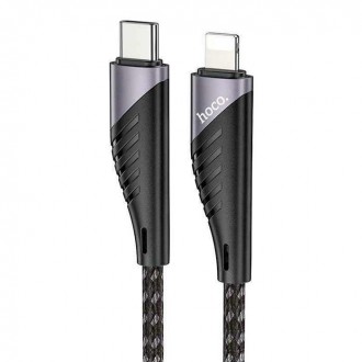 Hoco U95 Braided Καλώδιο 3A USB-C σε Lightning 1.2m Μαύρο