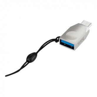 Hoco UA9 Μετατροπέας USB-C male σε USB-A female Ασημί