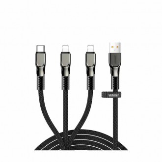 Joyroom 3in1 Braided Καλώδιο USB to 2x Lightning / 1xType-C 1.3m Μαύρο