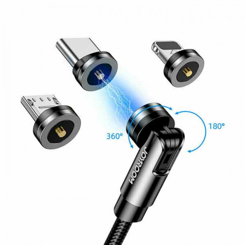 Joyroom S-1224X2 LCM Καλώδιο USB σε Lightning / Type-C / micro USB 2,4A με Μαγνητικό Αποσπώμενο Βύσμα και Περιστρεφόμενη Κεφαλή