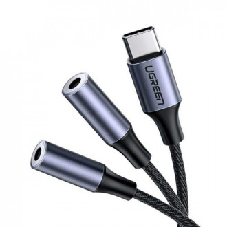 Ugreen Μετατροπέας USB-C male σε 3.5mm 2x female Γκρι