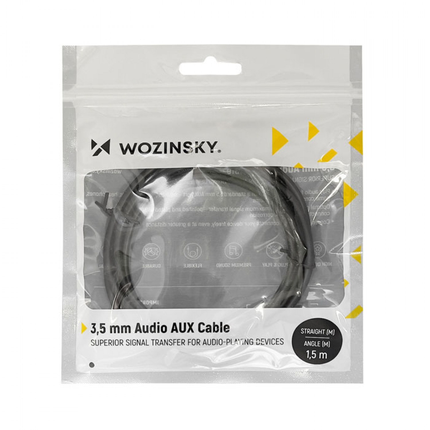 Wozinsky Καλώδιο Angled 3.5mm male - 3.5mm male Μαύρο 1.5m