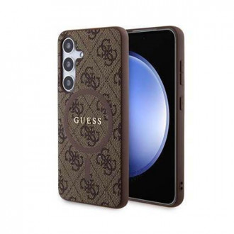 Guess 4G Collection Leather Metal Logo MagSafe Θήκη Προστασίας για Samsung Galaxy S24 Plus Καφέ