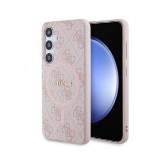 Guess 4G Collection Leather Metal Logo MagSafe Θήκη Προστασίας για Samsung Galaxy S24 Plus Ροζ