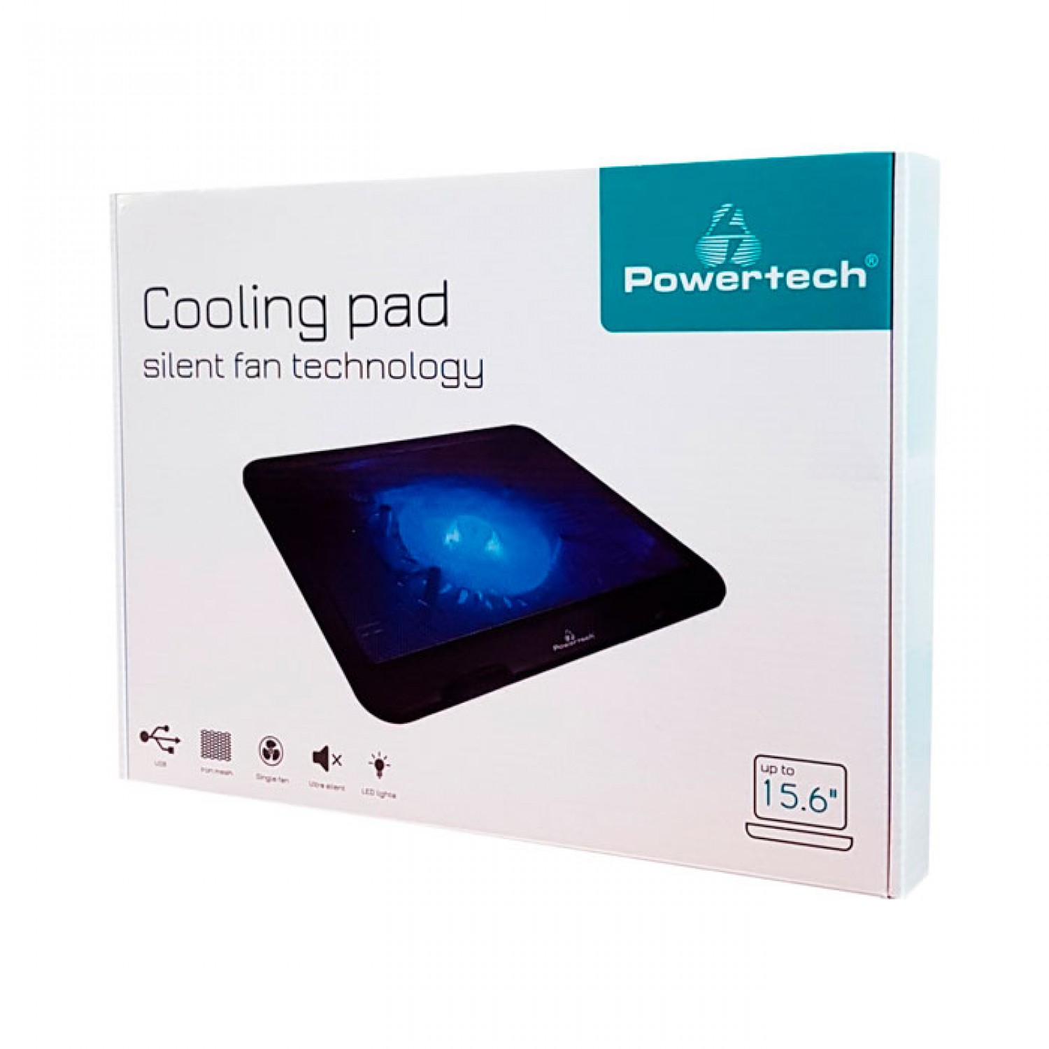 Powertech PT-740 Cooling Pad για Laptop έως 15.6" με 1 Ανεμιστήρα και Φωτισμό Μαύρο