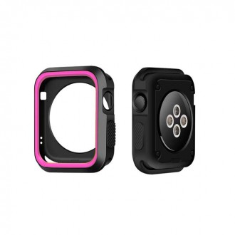 Θήκη Σιλικόνης για Apple Watch Series 2/ 3/ 4/ 5 44mm Μαύρο - Ροζ