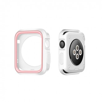 Θήκη Σιλικόνης για Apple Watch Series 2/ 3/ 4/ 5 44mm Λευκό - Ροζ