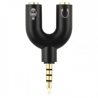 Αντάπτορας 3.5mm AUX male σε 2 female Μαύρο