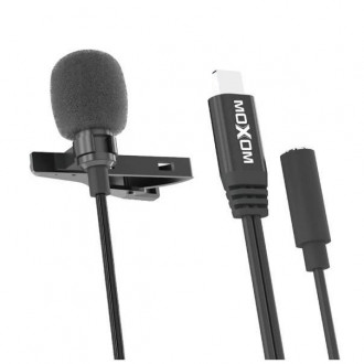 Moxom MX-AX37 Μικρόφωνο Πέτου με Καλώδιο Type-C Μαύρο