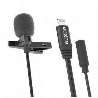 Moxom MX-AX37 Μικρόφωνο Πέτου με Καλώδιο Lightning Μαύρο