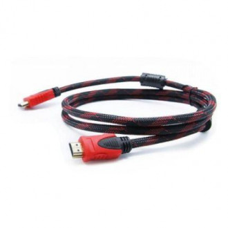 DeTech Καλώδιο Braided DVI male σε DVI male 1.5m Μαύρο-Κόκκινο