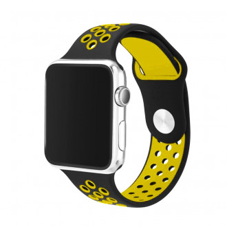 Fashion Watch Λουράκι Σιλικόνης για Apple Watch 38mm/ 40mm Honeycomb Μαύρο-Κίτρινο